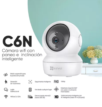 25 Cámara De Seguridad Ezviz c6n Wifi Robótica 360 Color Blanco