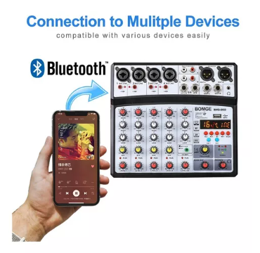 6 Mezclador De Sonido Bomge De Audio De 6 Canales Bluetooth Mp