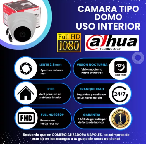 6 Cámaras De Seguridad Kit Cctv 1080p Dahua Dvr 8ch + 4cámaras